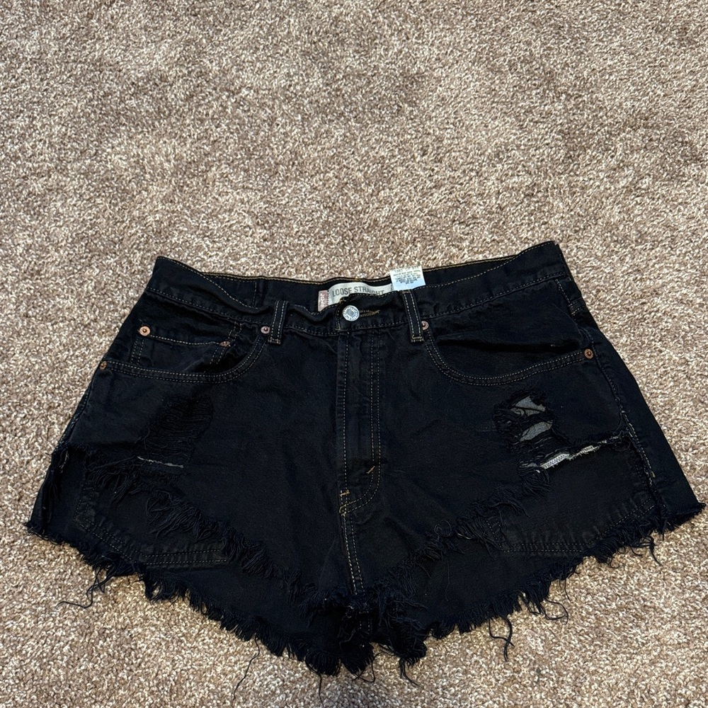 Levi’s Black Distressed Denim Shorts
